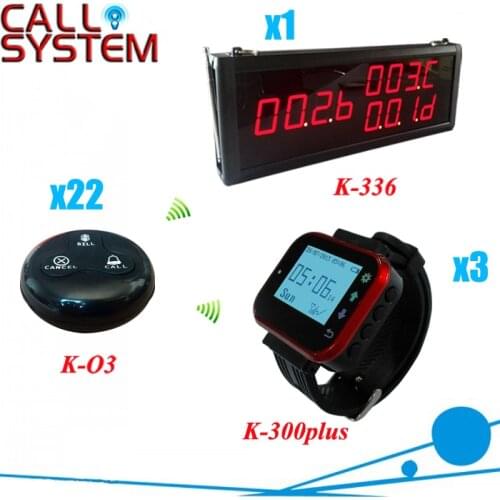 Customer Call Bell System for restaurant services with 1 number display, 3 watches and 22 buttons