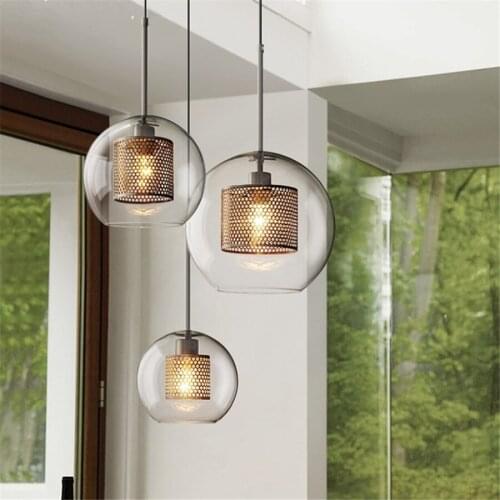 Modern Nordic Pendant Lights Loft Led Glass Ball Hanging Lamp Dining Room Industrial Decor Kitchen Fixtures Suspension Luminaire