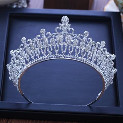 Baroque Luxury Bridal Crystal Tiara Crowns Princess Queen Pageant Prom Rhinestone Veil Tiaras Headband Wedding Hair Accessories