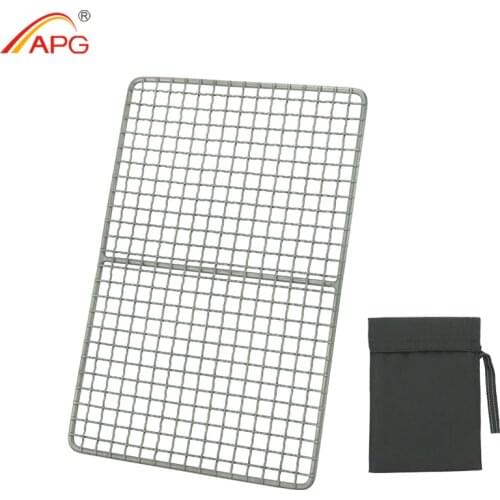 APG Titanium Grill Mesh Mini BBQ Food Carbon Furnace Charcoal Barbecue Camping Campfire Picnic Grill Net Plate
