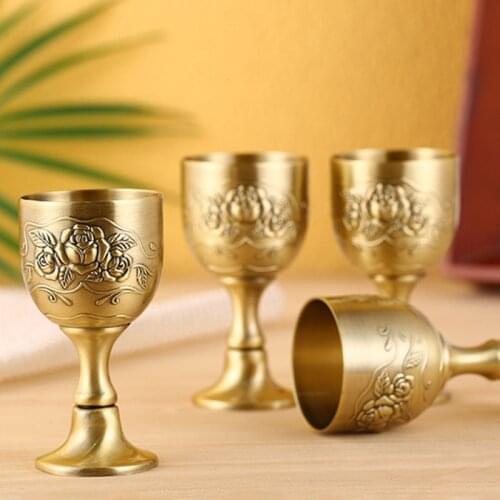 Vintage European Antique Bronze Handmade3D Carving Wine Glass Creative White Wine Home Russian Goblet Wine Cup For Wine