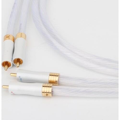 High Quality Preffair 1pair 5N Silver plated OCC RCA cable Analog cable RCA audio cable Silver plated