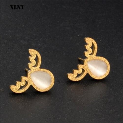 XLNT Earrings Gold Cute Elk Deer Stud Earrings Stainless Steel Moonstone Lucky Earrings For Women Girls Kids Christmas gifts