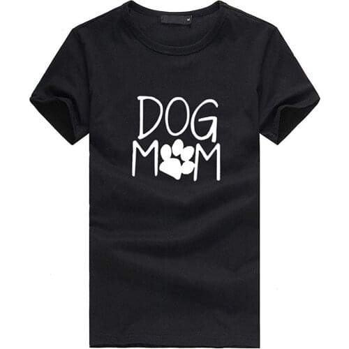 Womens Dog Mom Letter Print Short-Sleeve T-Shirt Loose Casual O-Neck Tops