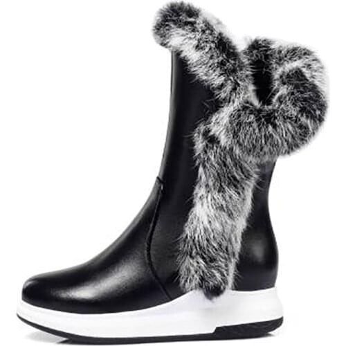 Winter ankle shoes for woman new fashion sexy Pure color white consice shoes Zipper fluffy Short boots big size 43