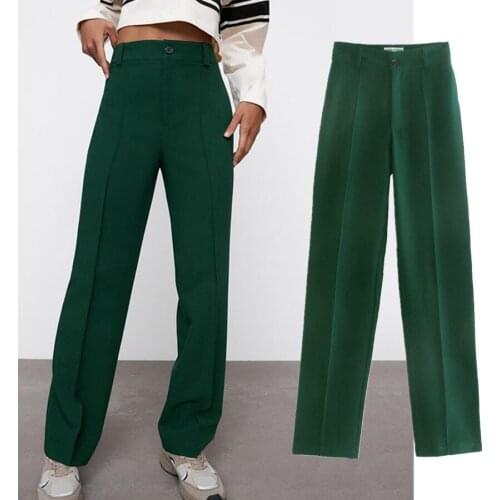 Jenny&Dave Women Pantalones Enlgand Style Fashion Loose High Waist Solid Casual Straight Mujer Pantalon Femme Trousers Women