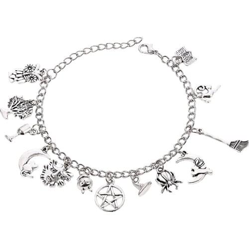 Halloween Bracelet Star Moon Horror Spider Magic Broom Punk Charm Bracelet Christmas Bracelet For Women Man Unisex