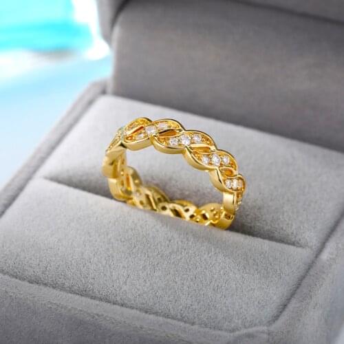 Korean Style Zircon Wedding Rings For Women Wavy Infinity Crystal Engagement Ring Party Vintage Jewelry Gift Bague