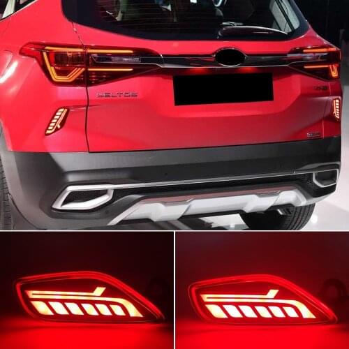 Car flashing 1Pair For Kia Seltos 2019 2020 2021 Car LED Reflector Tail Light Rear Bumper Light Rear Fog Lamp Brake Light