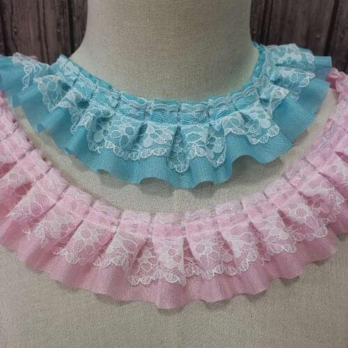1Yards High Quality Lace Fabric Guipure Craft Supplies 5cm Ribbon Pink Sky Blue Lace Sewing Trimmings Dress dentelle encaje QZ12