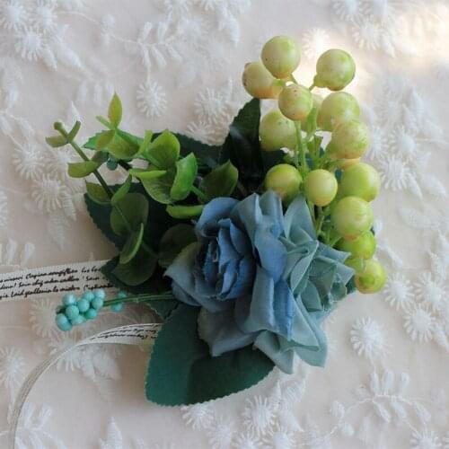 10Pcs/lot blue Wrist Flowers Bridesmaid Corsages Wrist Flowers