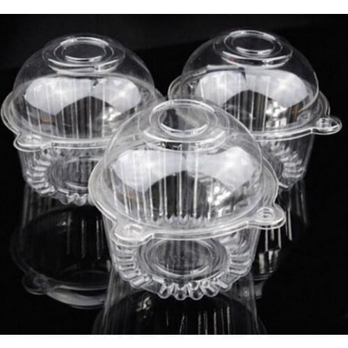 100pcs Clear Plastic Single Cupcake Cake Case Muffin Pod Dome Holder Box