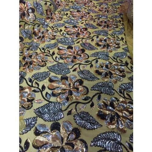 3401# on sale stock promotion chiffon sequin colorful flower pattern fabric /mesh lace fabric for party Free shipping by DHL