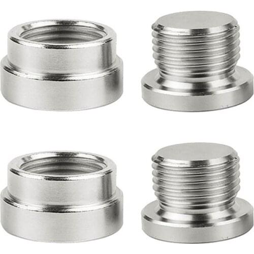 4Pcs/Set O2 Oxygen Sensor Stepped Mounting Boss and Plugs (2 Bungs + 2 Plugs) M18 x 1.5 Oxygen Sensor Fittings Weld Bung