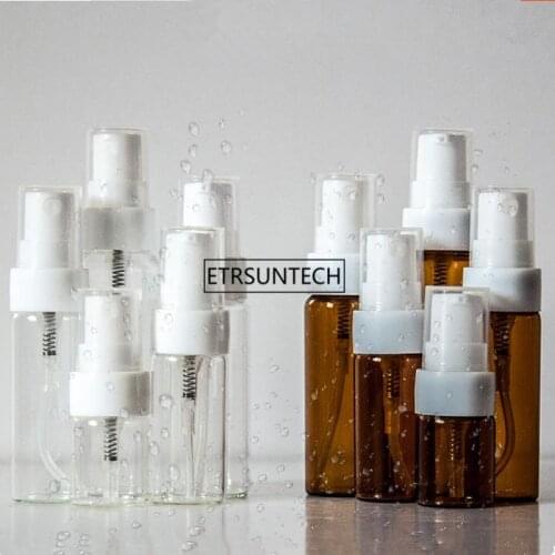 100pcs 5/10/15/20/30ml Portable Amber Clear Glass Essential Oil Spray Bottles ,Lotion Pump Container Refillable Bottle F3670