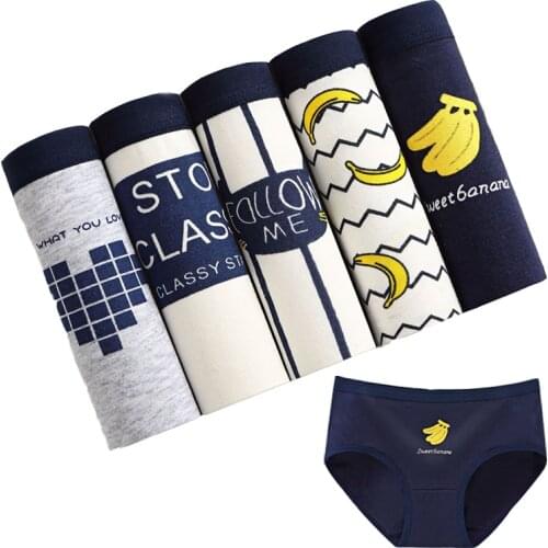 5pcs/lot Panties Womens Underwear Cotton Briefs Cueca Calcinhas Women Shorts Printed Fruit Underpants Girls Stripe Panty Ladies