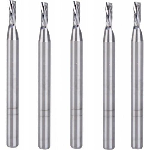 5Pcs 3.175X2X6MM Left Hand Single Flute Downcut Spiral Bits, High Efficiency Cutting Wood Acrylic Plastic Plate
