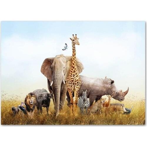 5d Diy Diamond Painting Cross Stitch Kits Full Diamond Embroidery Animal Elephant Giraffe Mosaic Wedding Decoration ZP-2939