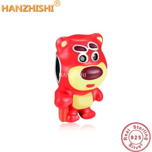 New 925 Sterling Silver Red Lovely Honest Bear Beads Charms Fit Original Pandora Charm Bracelet Necklace Jewelry Berloque 2021