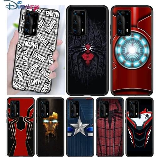 Marvel Iron Spider man Silicone Cover For Huawei P40 P30 P20 Pro P10 P9 P8 Lite E Plus 2019 2017 5G Black Phone Case