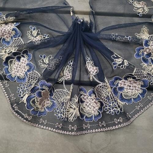 2Meters Flowers Lace Trim 18cm Width For Clothing Accessories Dolls Dress Sewing Bra Lingerie Laces Fabrics Material DIY Crafts