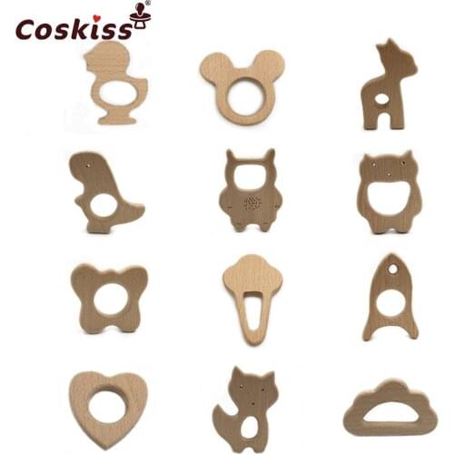 Wooden Teether Toy Baby Safe Nurse Breastfeeding Chew Training Toddler Unwaxed Beech Wooden eco-friendly Organic Baby Teether