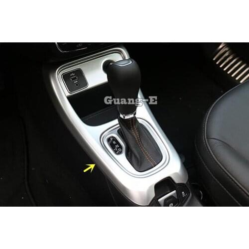 For Jeep Compass 2017 2018 2019 2020 Car Styling ABS Chrome / Carbon Fiber Middle Front Shift Stall Paddles Cup Frame Trim Hoods