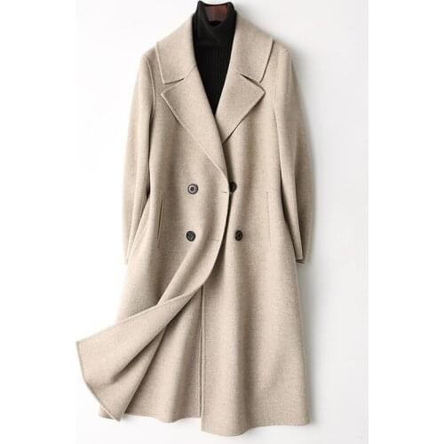 Feminino casaco 2020 Spring 100% Double-side Wool Coat Women Long Coat Female Winter Jackets Outerwear 37159 WYQ1159