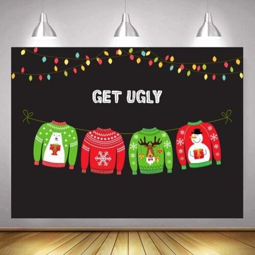 Snowman Santa Claus Snowflake Elk Color Sweater Backdrop Christmas Party Venue Decoration Studio Photography Background Cloth