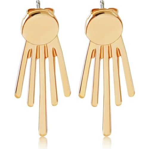 Smooth Surface Round Stud Metallic Tassel Silver Plated Golden Women New Stud Earrings