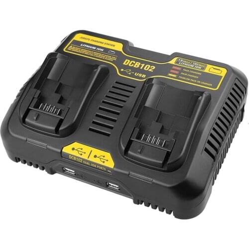 Hot double charging postion with Dual USB Port DCB102 Li-ion Battery charger For DeWalt 12V 14.4V 18V 20V DCB200 DCB201 fast