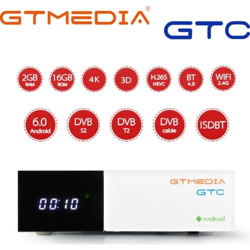 GTMEDIA GTC decoder DVB-S2 DVB-C DVB-T2 Amlogic S905D Android 6.0 TV BOX 2+16G Satellite Multi function Tv box for Spain Portuga