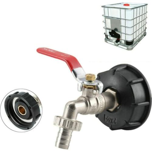 IBC Tank Adapter S60X6 Brass Coarse Thread Drain To 1/2" Garden Hose Faucet Water Outlet Connector Tap Replacement Fitting Valve