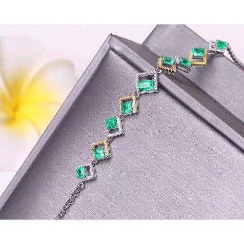 KJJEAXCMY fine jewelry 925 Silver-inlaid Natural Gem Emerald Lady Bracelet Support Detection