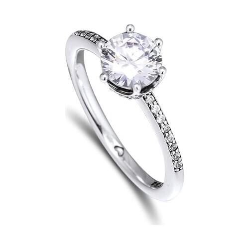 Sparkling Crown Ring 925 Sterling Silver Jewelry Wedding Rings for Women Men Part Gift Bijoux R211A