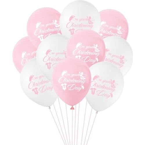 10pcs 12 inch Angel Print Footprints Baptism Latex Balloons Baby Shower Party Decoration For Children Girls Boys Birthday Party