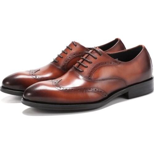 2020 New Black / Brown Oxfords Mens Business Dress Shoes Genuine Leather Social Shoes Male Formal Office Shoes