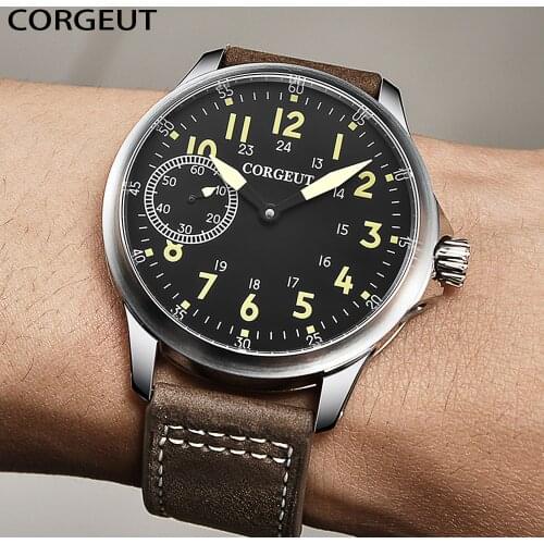 CORGEUT Mens Watches Top Brand Luxury Men Wrist Watch Leather Mechanical Watch Sports Waterproof Male Clock Relogio Masculino