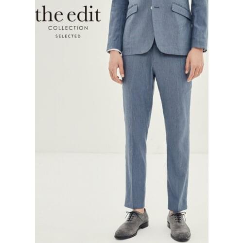 SELECTED Linen Slim Fit Suit Pants Mens New Business Casual Trousers T|420218508