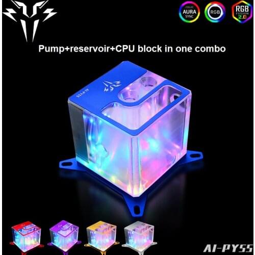Syscooling all in one water cooling Pump reservoir CPU block three in one for Intel/AMD CPU G1/4 thread ARGB support