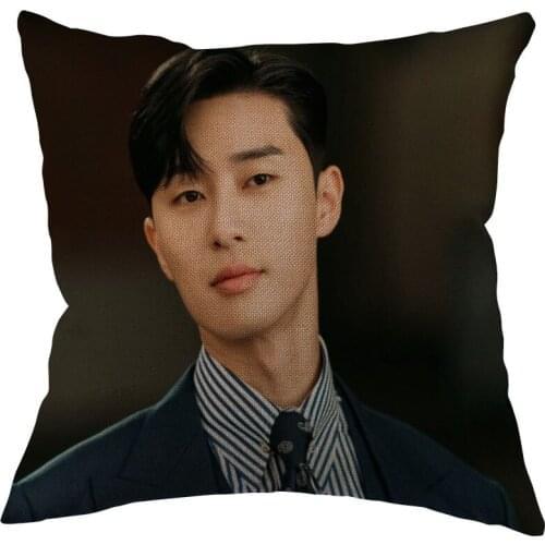 Custom Square Pillowcase Actor Park Seo Jun Cotton Linen Pillow Cover Zippered 45x45cm One Sides DIY Gift Office,Home,Outdoor