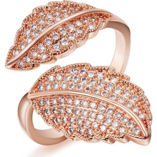 HAWSON New Resizable Finger Rings--Luxury Multicolor Zircon Inlaied Branch Leaves Open Rings for Women Best Wedding Jewelry