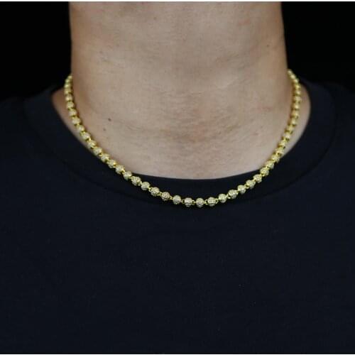 Hip Hop CZ paved Tennis 4mm Ball charm choker Necklace For Men boyfriend Jewelry Charm Pendant Rope Chain with gold silver color