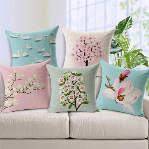 Lovely Swan Cushion Cover Chinese Style Pillowcase Cherry Blossom Pillow Cover Living Room Linen Home decorative Europen Pillows
