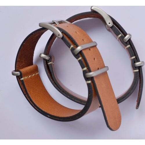 Genuine Leather Watch Band 18-24mm Watch Straps With Stainless Steel Buckle Men NATO Watchbands