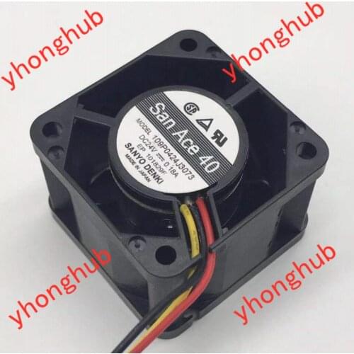 SANYO DENKI 109P0424J3073 DC 24V 0.18A 40x40x28mm 3-wire 40x40x28mm Server Cooling Fan