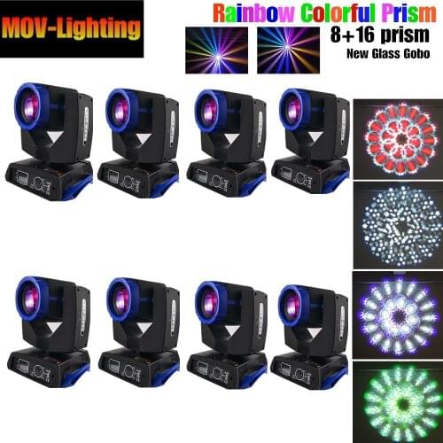 8pcs 230W LED Stage Effect Lamp Moving Head DMX512 Sound Activated 16/20 Channels RGBW Beam Light for Disco KTV Club Party