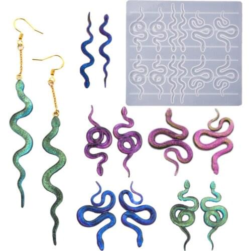 DIY Crystal Epoxy Resin Mold Snake Head Snake Earrings Silicone Earrings Mold Keychain Mirror Silicone Mold