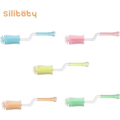 Silibaby 360 Degree Silicone Cup Brush Long Handle Baby Bottle Brush Newborn Baby Bottle Cleaning Brush Kitchen Cleaning Tools