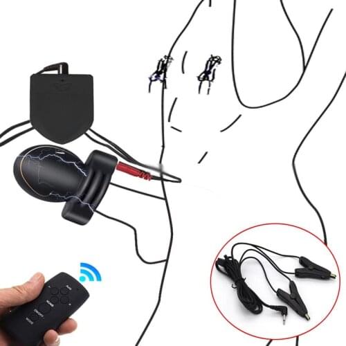 SM Strong Electro Shock Glans Trainer Massage Cup Electro Stimulation Sex Nipple Clamp Medical Themed Sex Toy For Men Masturbate